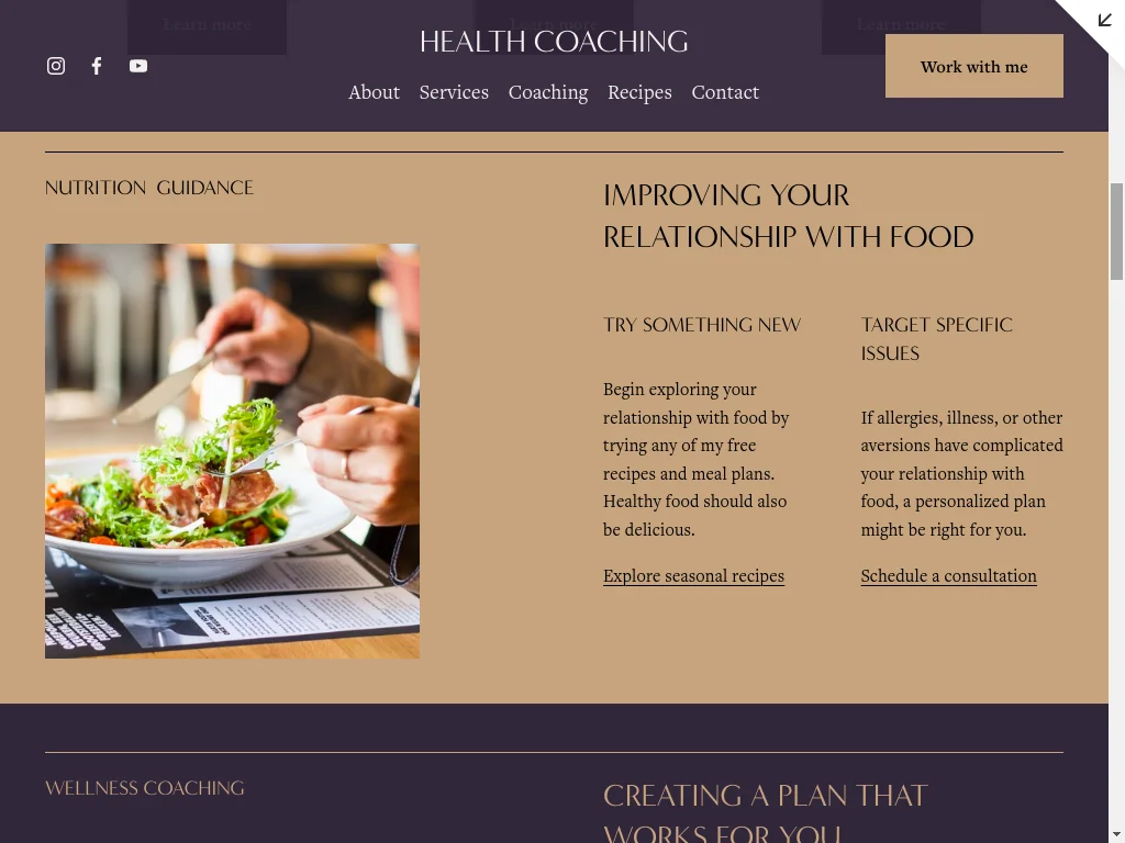 Health Coach Website Design - Section 11