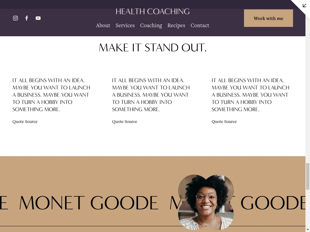 Health Coach Website Design - Section 17