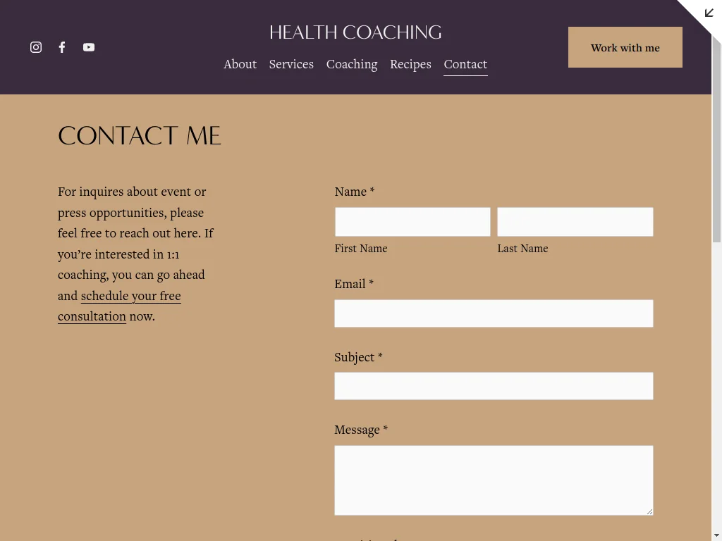 Health Coach Website Design - Section 21