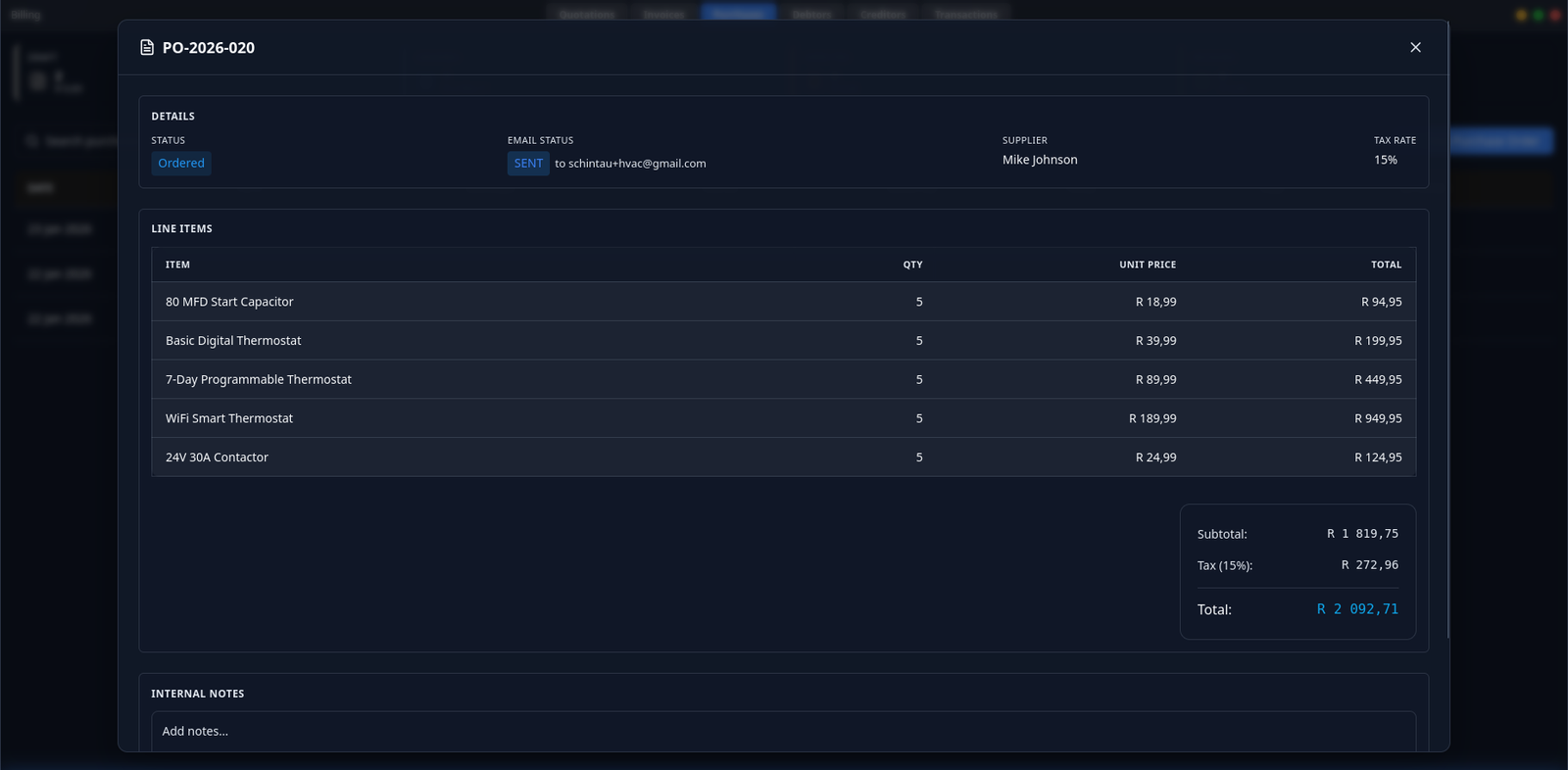ServiceOps ERP screen 15