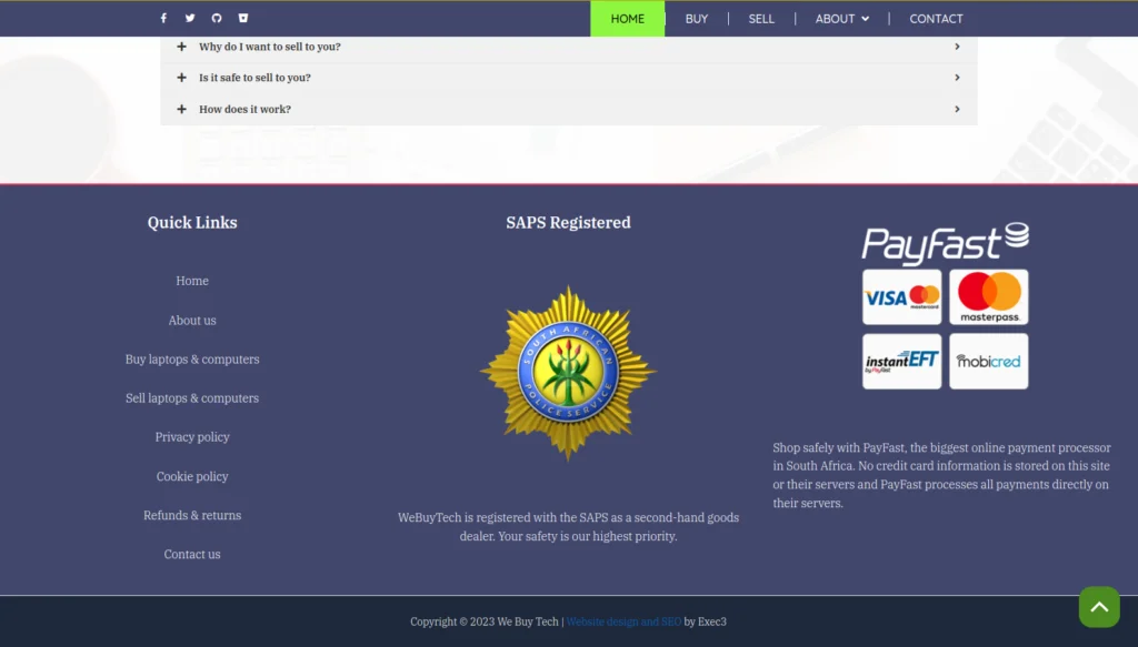 We Buy Tech Website Design - Section 7